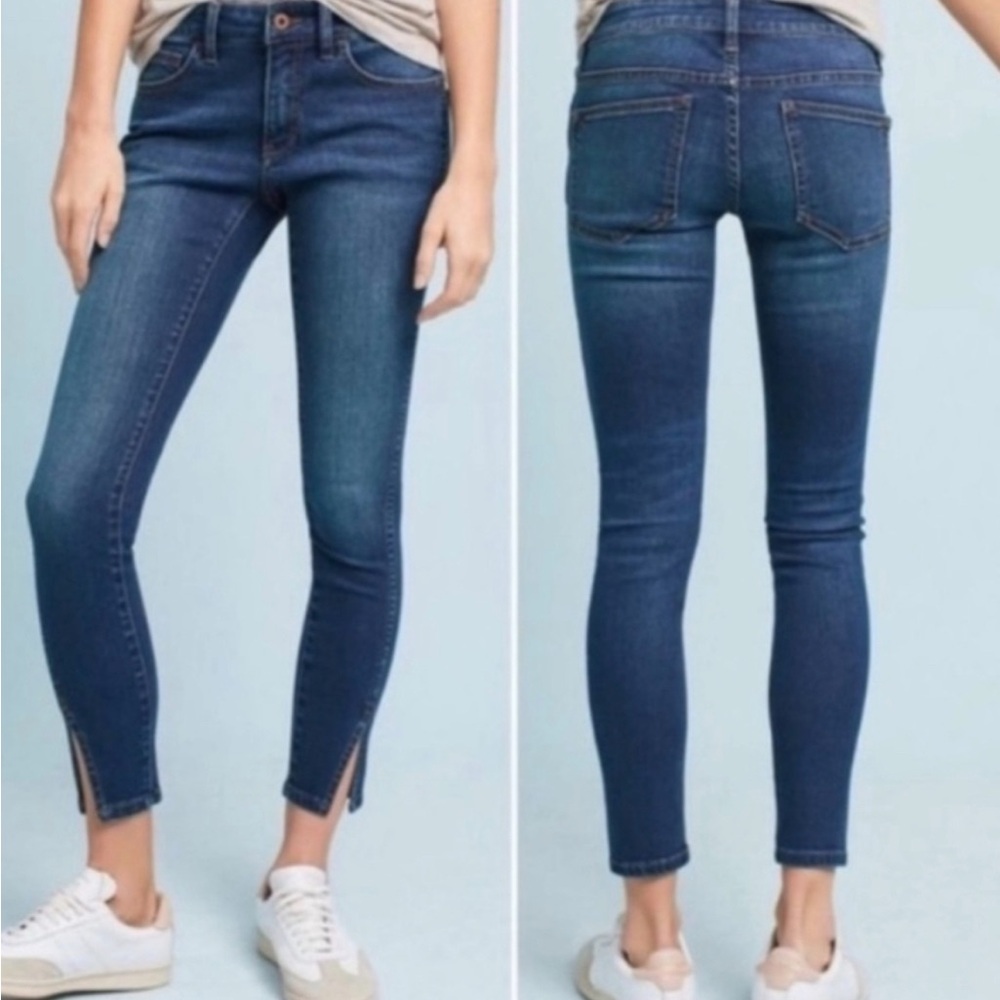 Pilcro and the Letterpress Dark Blue Skinny Jeans Mid rise Size 27 EUC